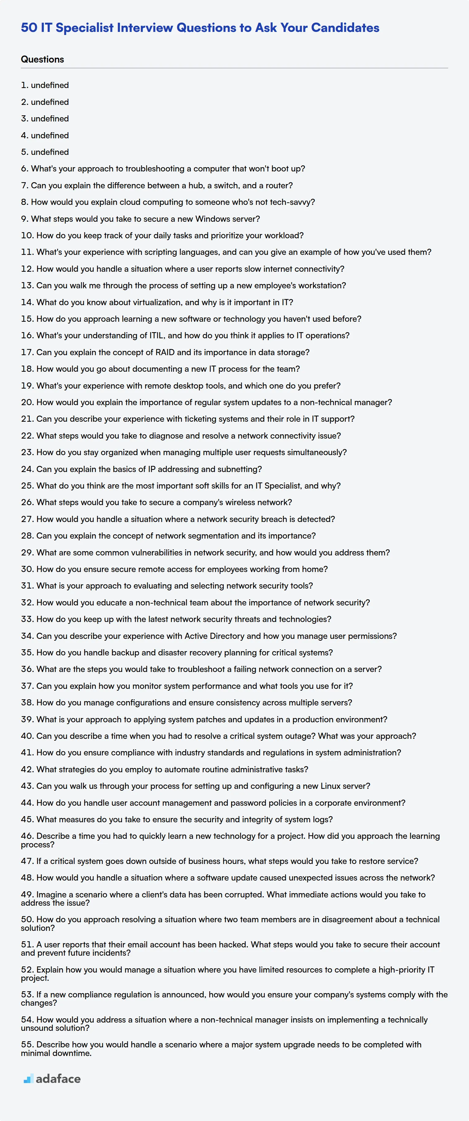 Descargue la plantilla de preguntas para entrevistas con especialistas en TI en formato PNG, PDF y TXT