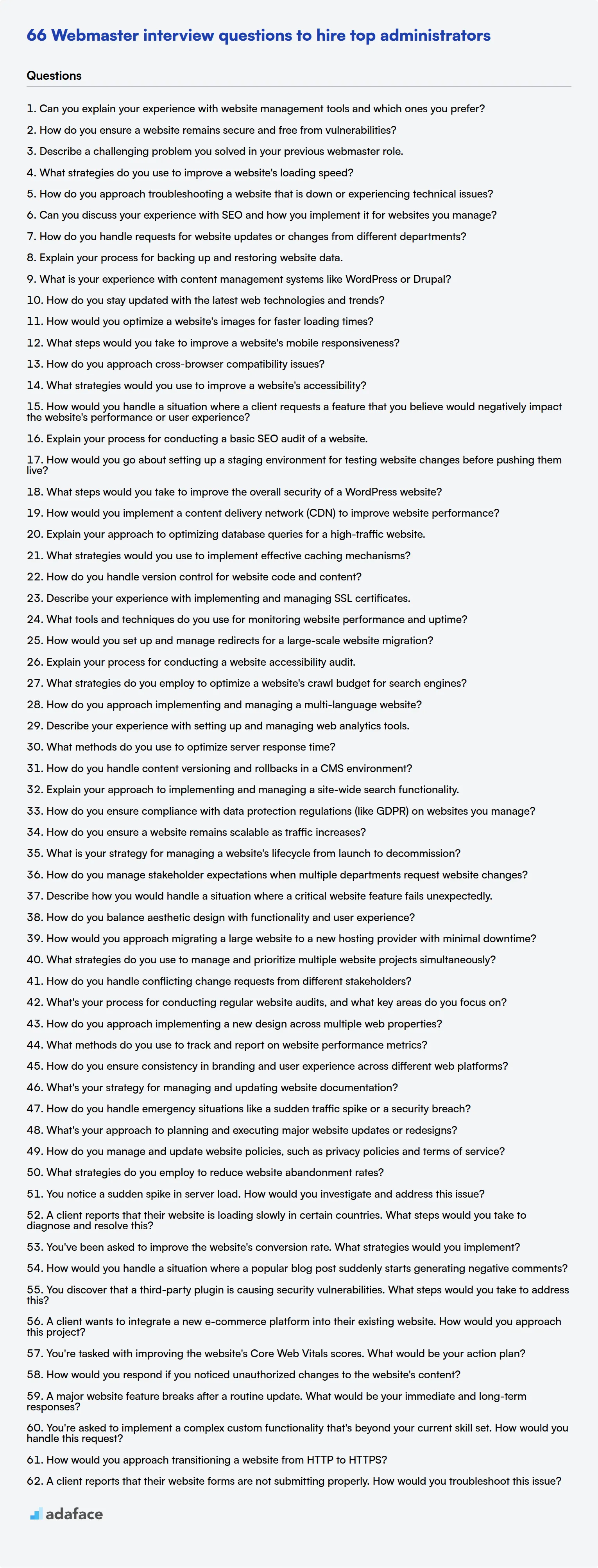 Descargue la plantilla de preguntas para la entrevista de Webmaster en formato PNG, PDF y TXT