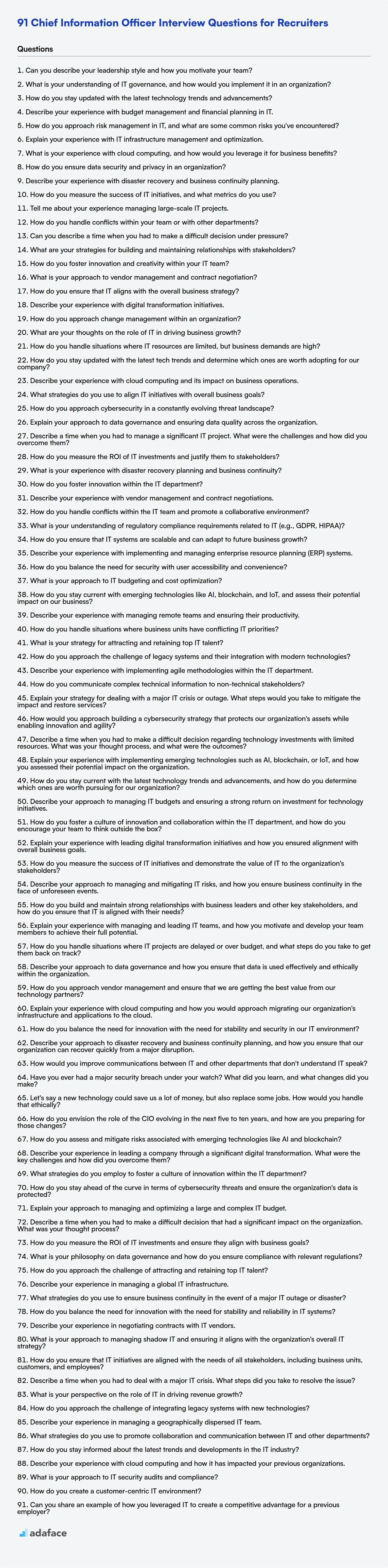 Download Chief Information Officer interview questions template in PNG, PDF and TXT format