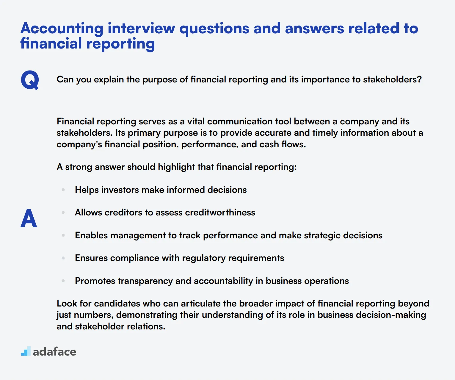 9 Accounting interview questions and answers related to financial reporting