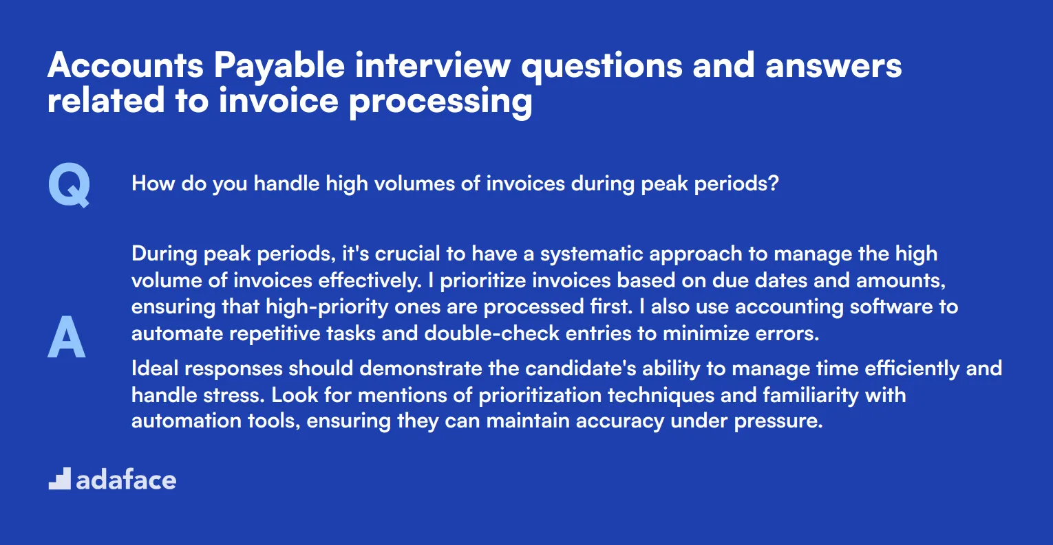 7 Accounts Payable interview questions and answers related to invoice processing