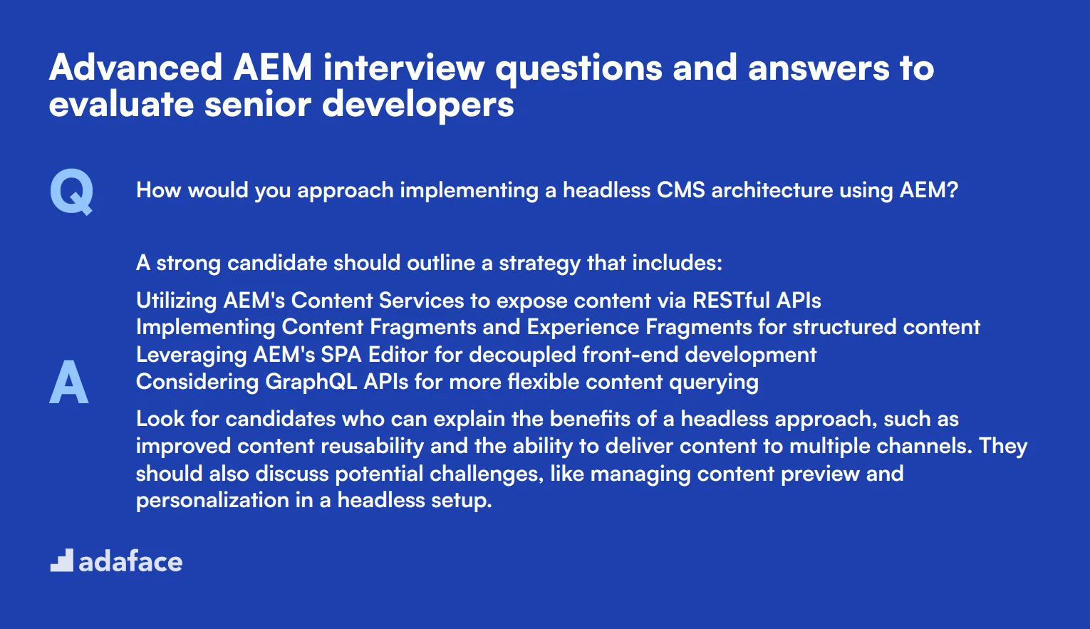 7 advanced AEM interview questions and answers to evaluate senior developers