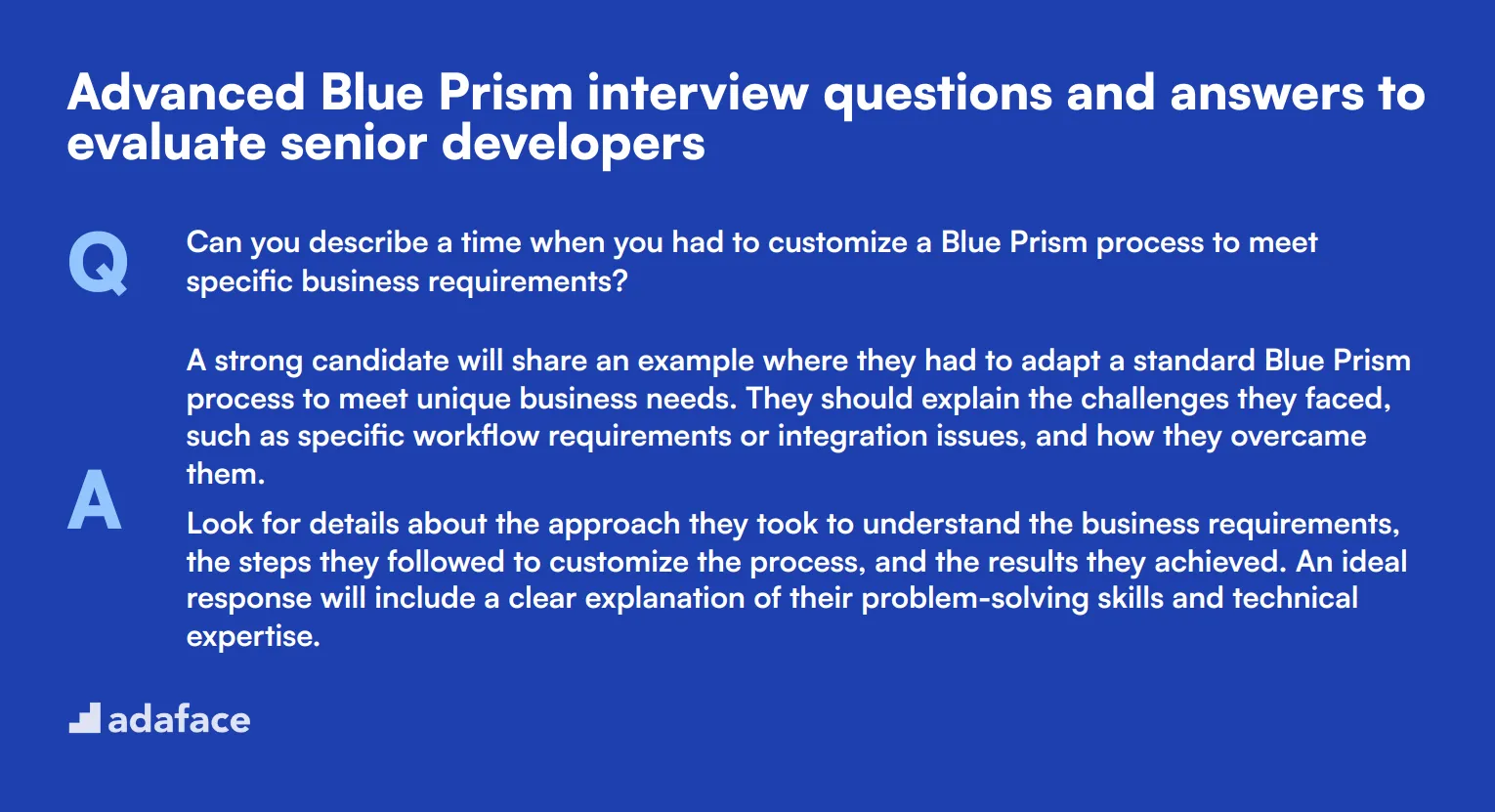 7 advanced Blue Prism interview questions and answers to evaluate senior developers