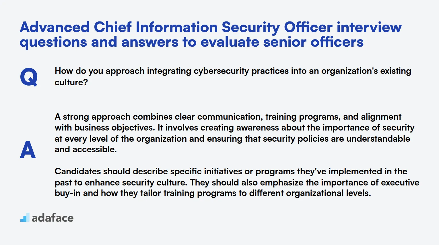 7 advanced Chief Information Security Officer interview questions and answers to evaluate senior officers