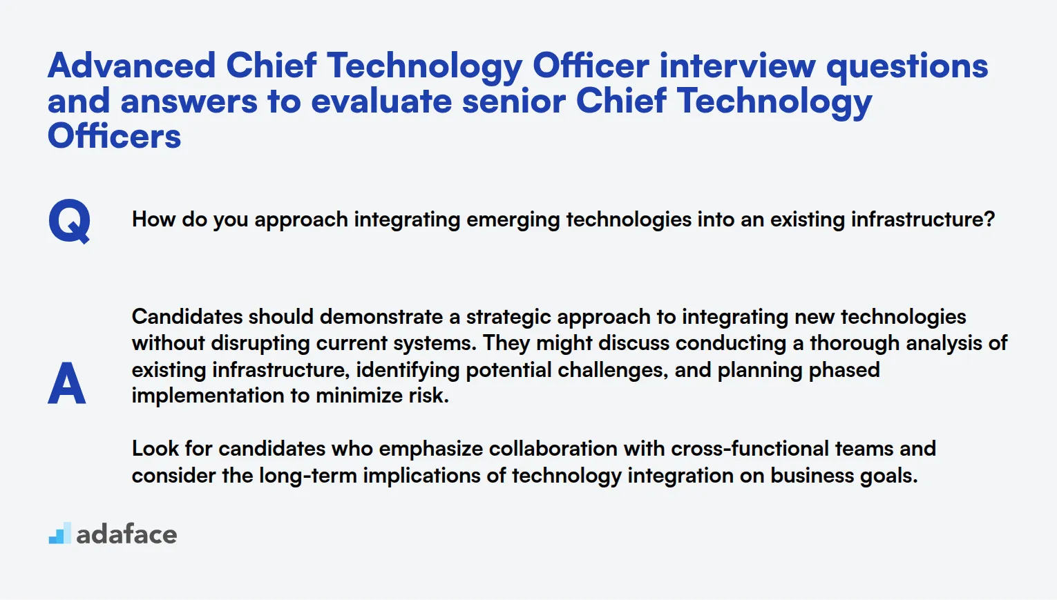 9 advanced Chief Technology Officer interview questions and answers to evaluate senior Chief Technology Officers