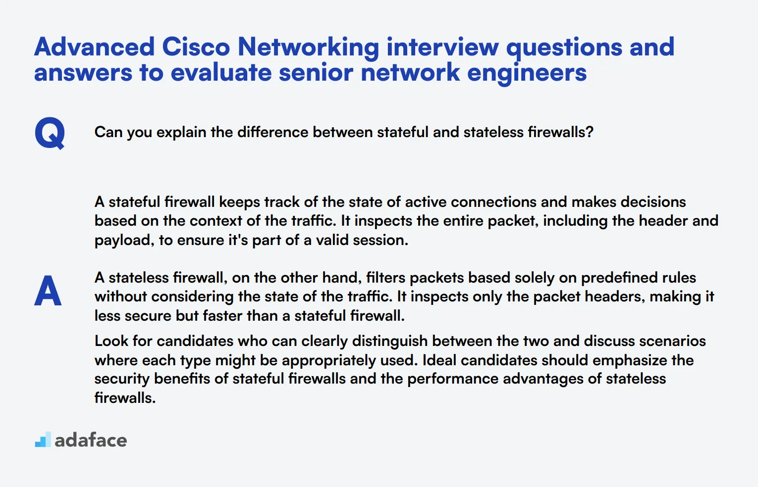 8 advanced Cisco Networking interview questions and answers to evaluate senior network engineers