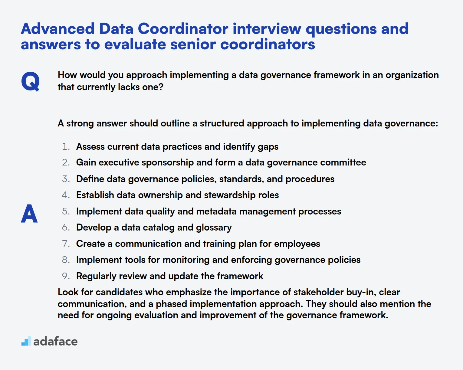 9 advanced Data Coordinator interview questions and answers to evaluate senior coordinators