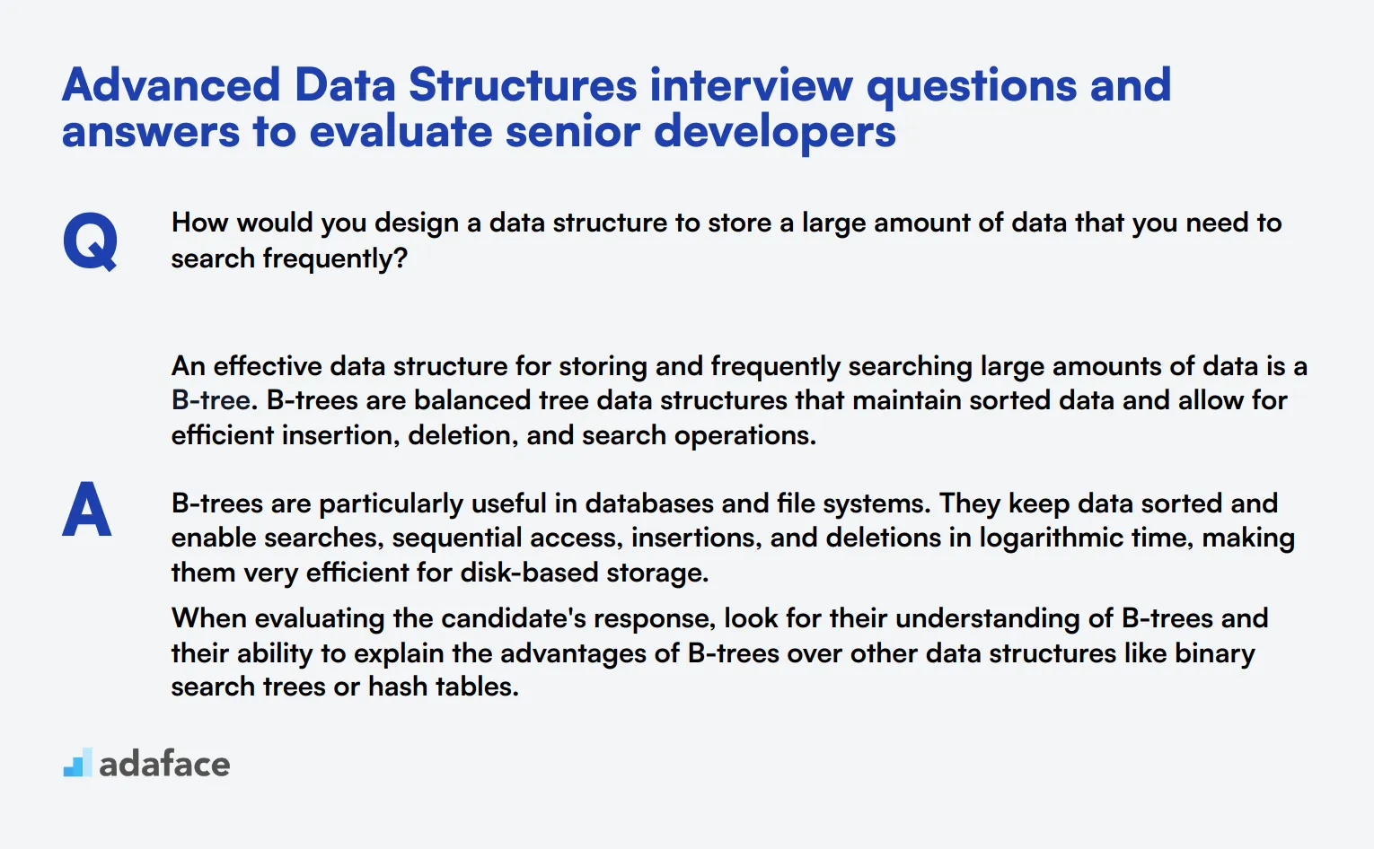 8 advanced Data Structures interview questions and answers to evaluate senior developers