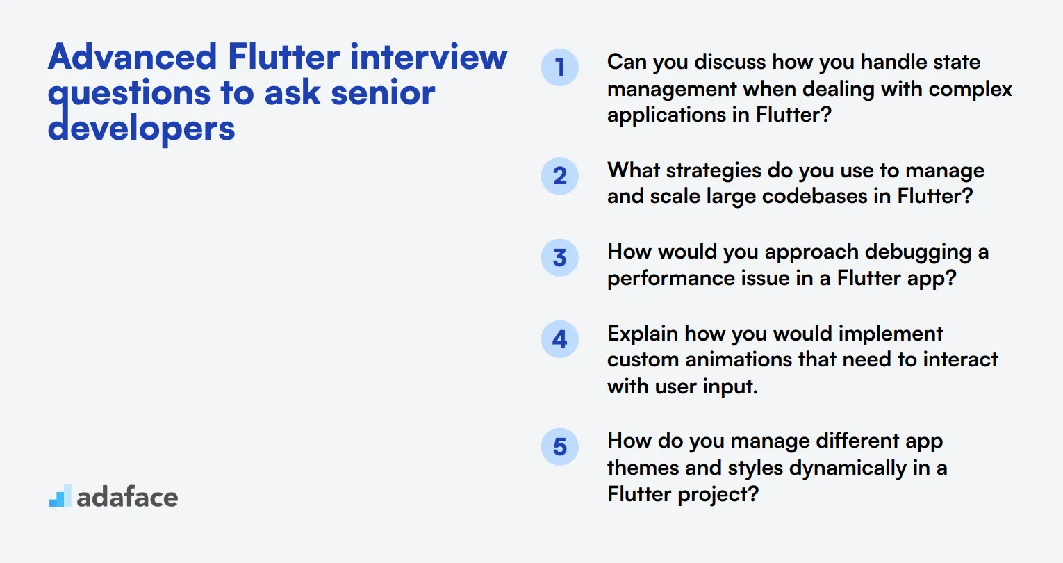 15 advanced Flutter interview questions to ask senior developers