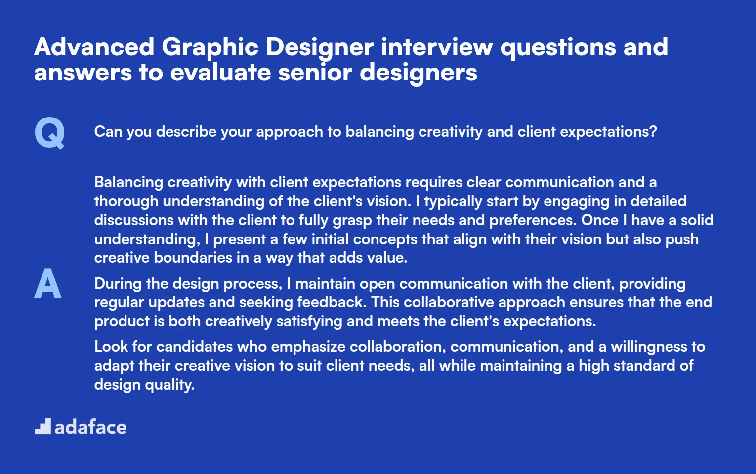 5 advanced Graphic Designer interview questions and answers to evaluate senior designers