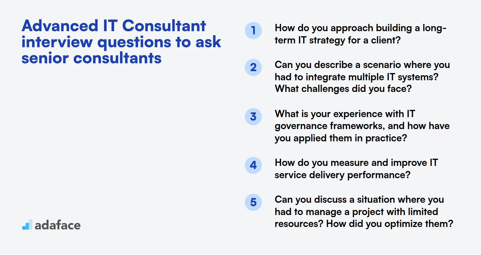 18 advanced IT Consultant interview questions to ask senior consultants