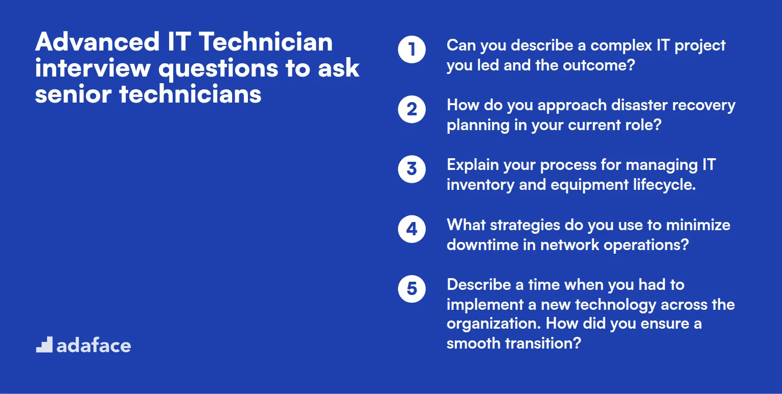 12 advanced IT Technician interview questions to ask senior technicians