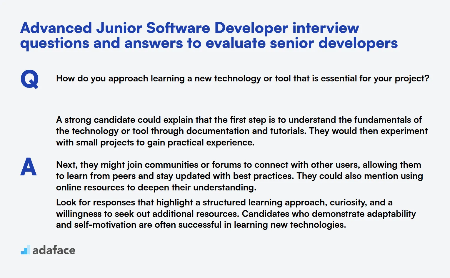 9 advanced Junior Software Developer interview questions and answers to evaluate senior developers