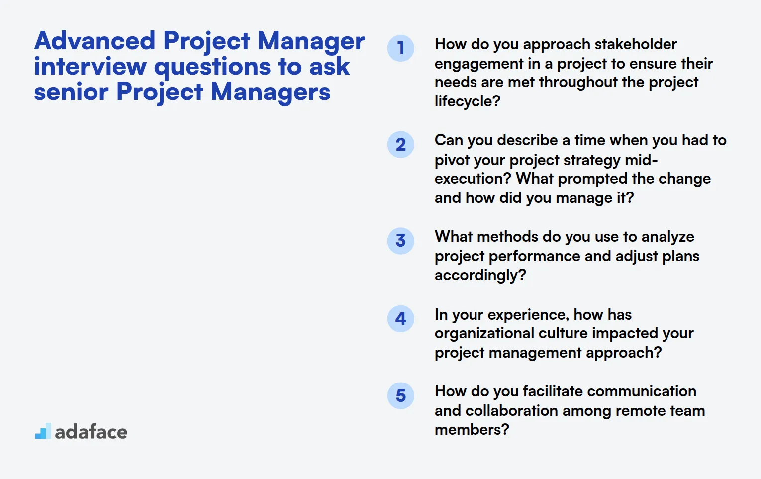 15 advanced Project Manager interview questions to ask senior Project Managers