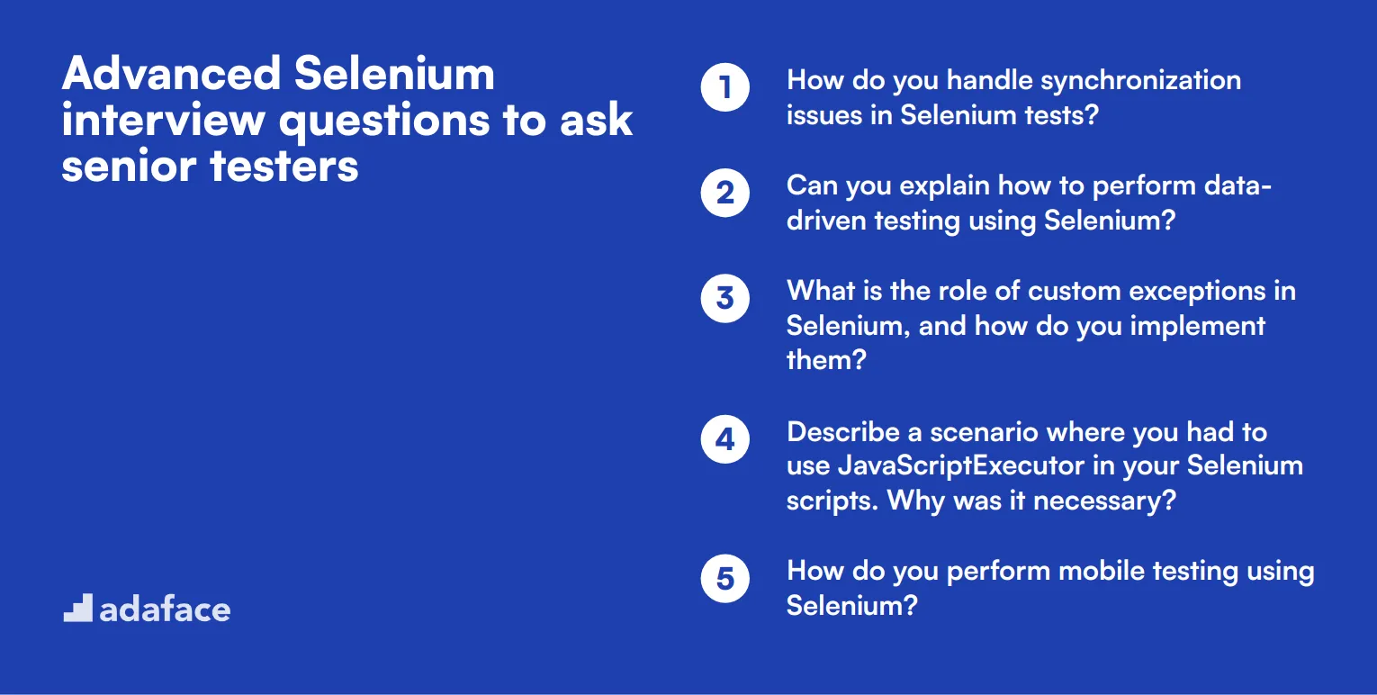 15 advanced Selenium interview questions to ask senior testers