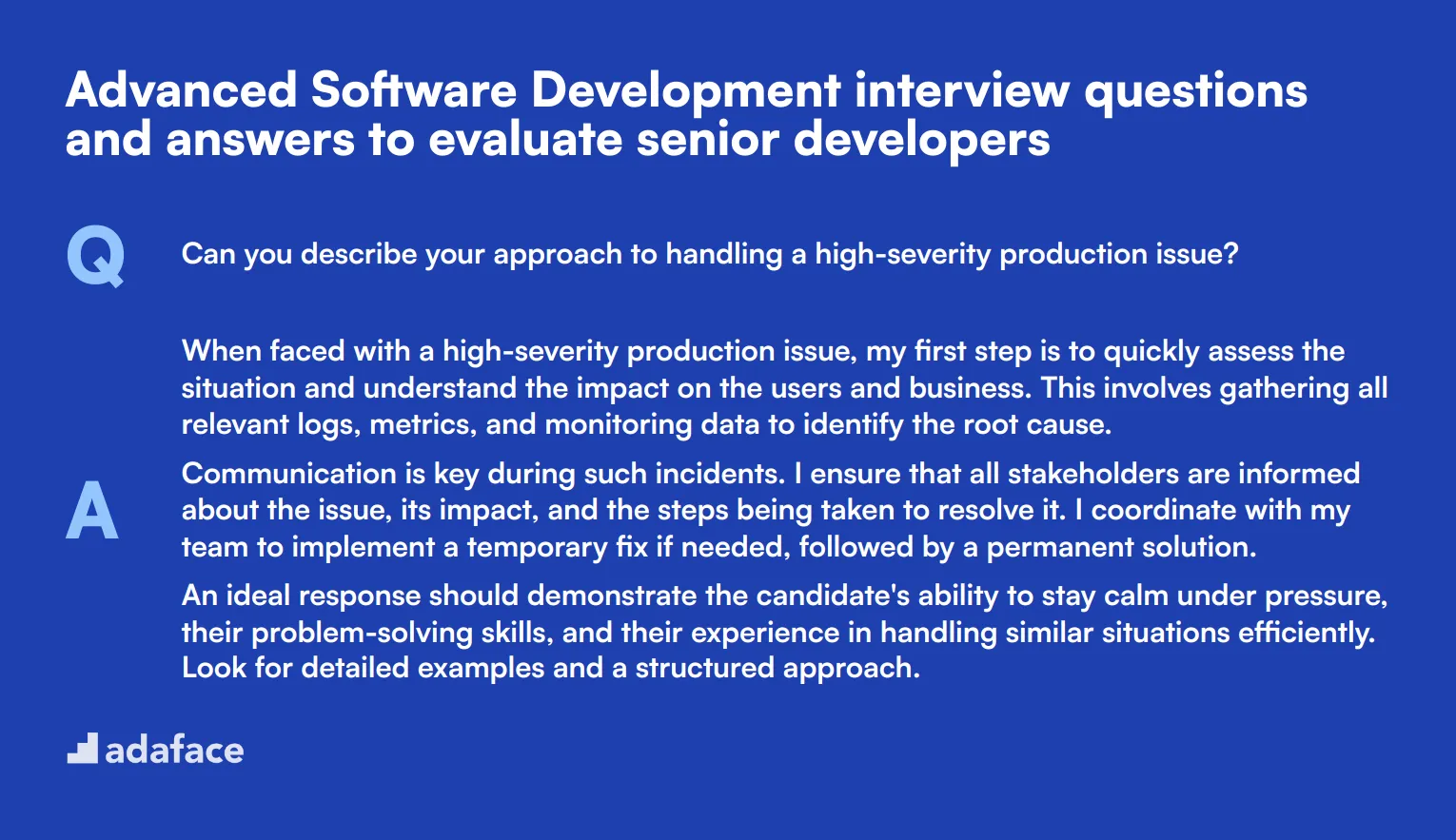 7 advanced Software Development interview questions and answers to evaluate senior developers