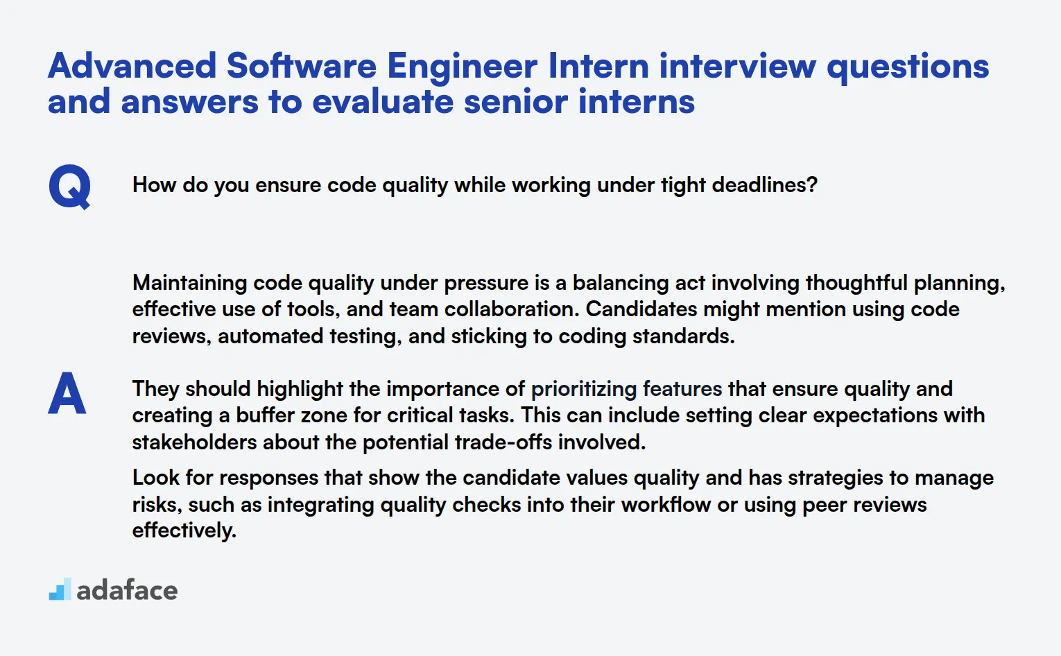 5 advanced Software Engineer Intern interview questions and answers to evaluate senior interns