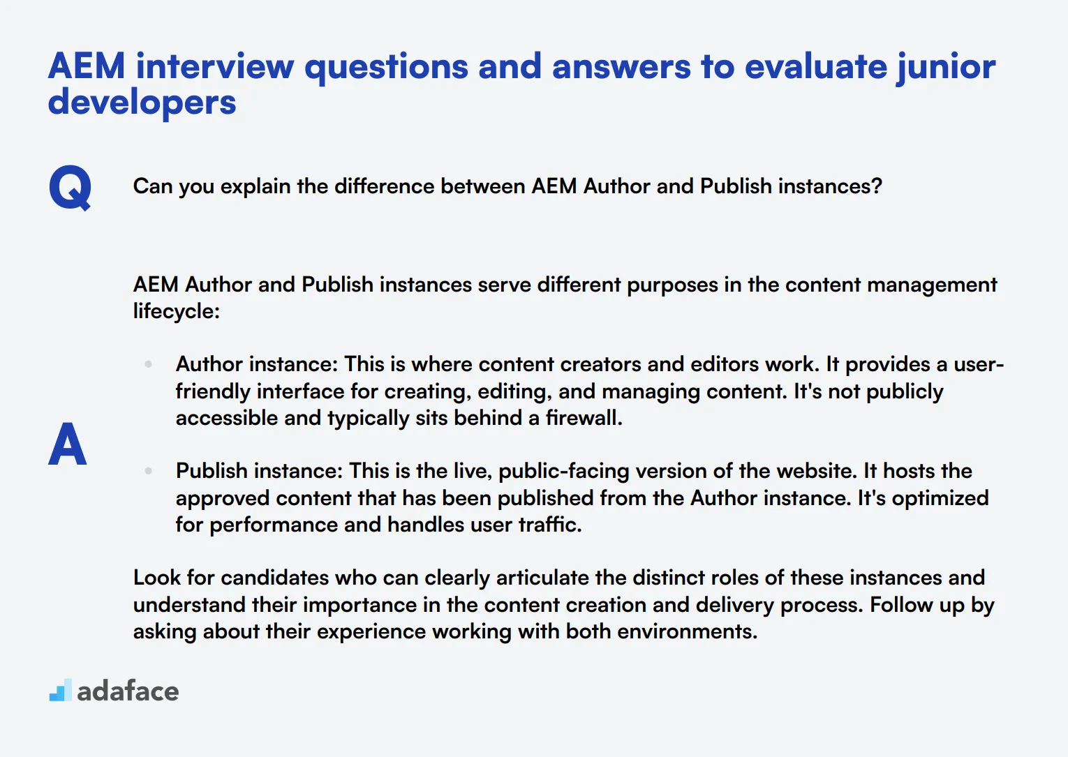 6 AEM interview questions and answers to evaluate junior developers