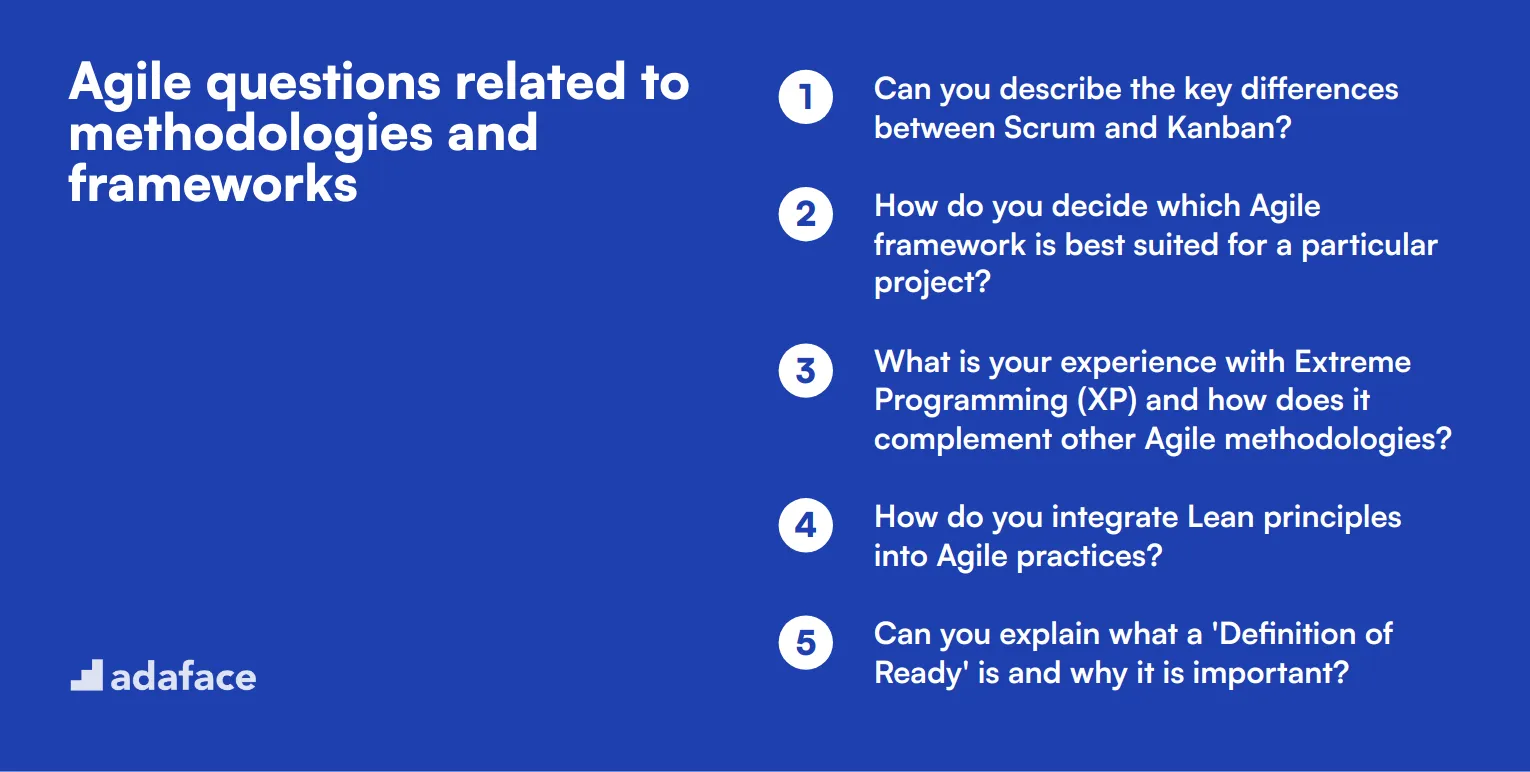 12 Agile questions related to methodologies and frameworks