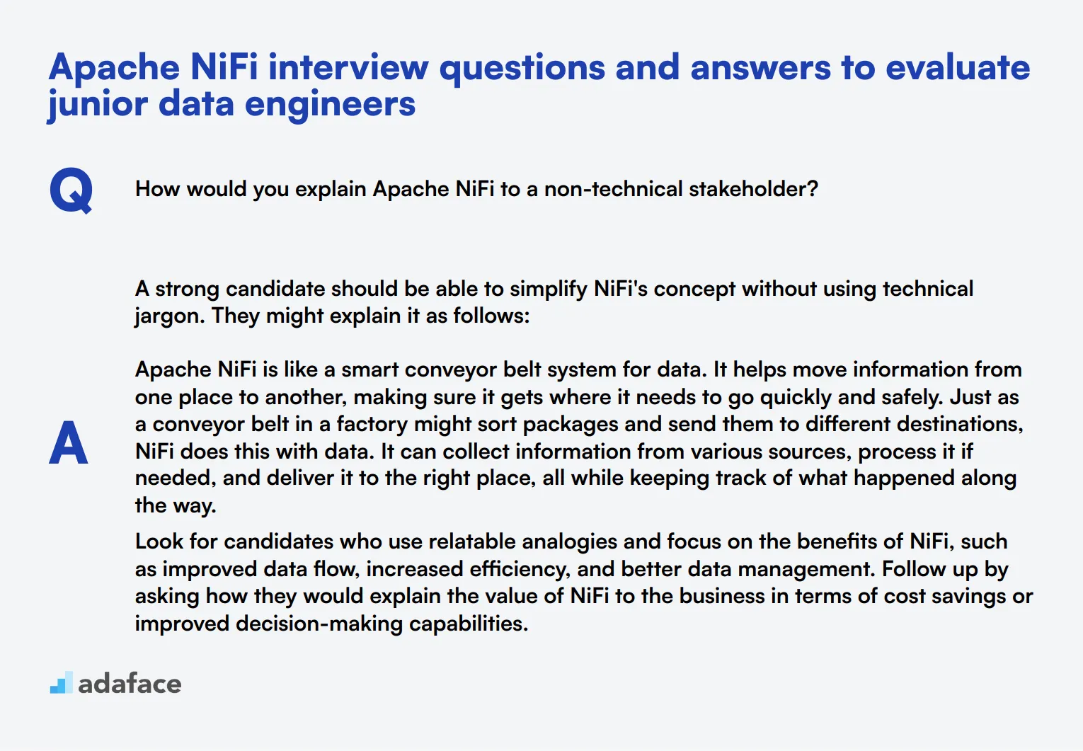 8 Apache NiFi interview questions and answers to evaluate junior data engineers