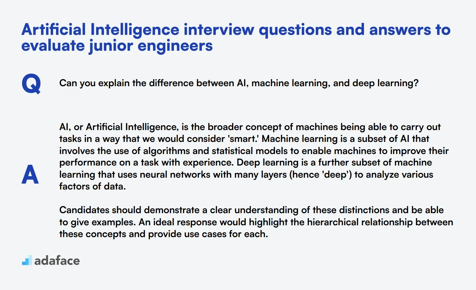 8 Artificial Intelligence interview questions and answers to evaluate junior engineers