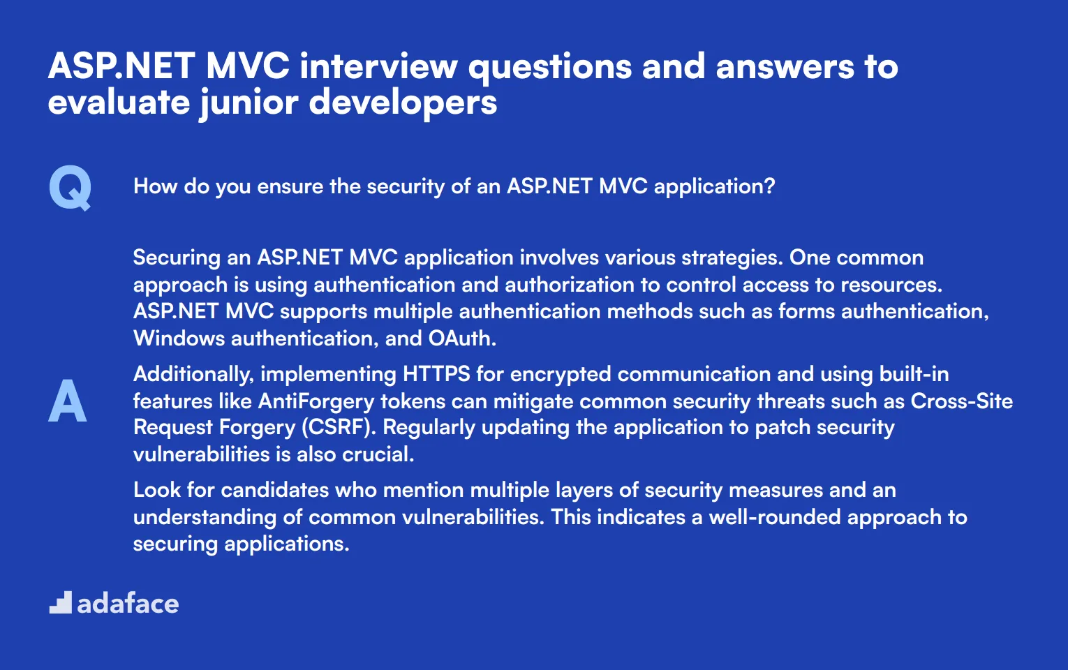 8 ASP.NET MVC interview questions and answers to evaluate junior developers