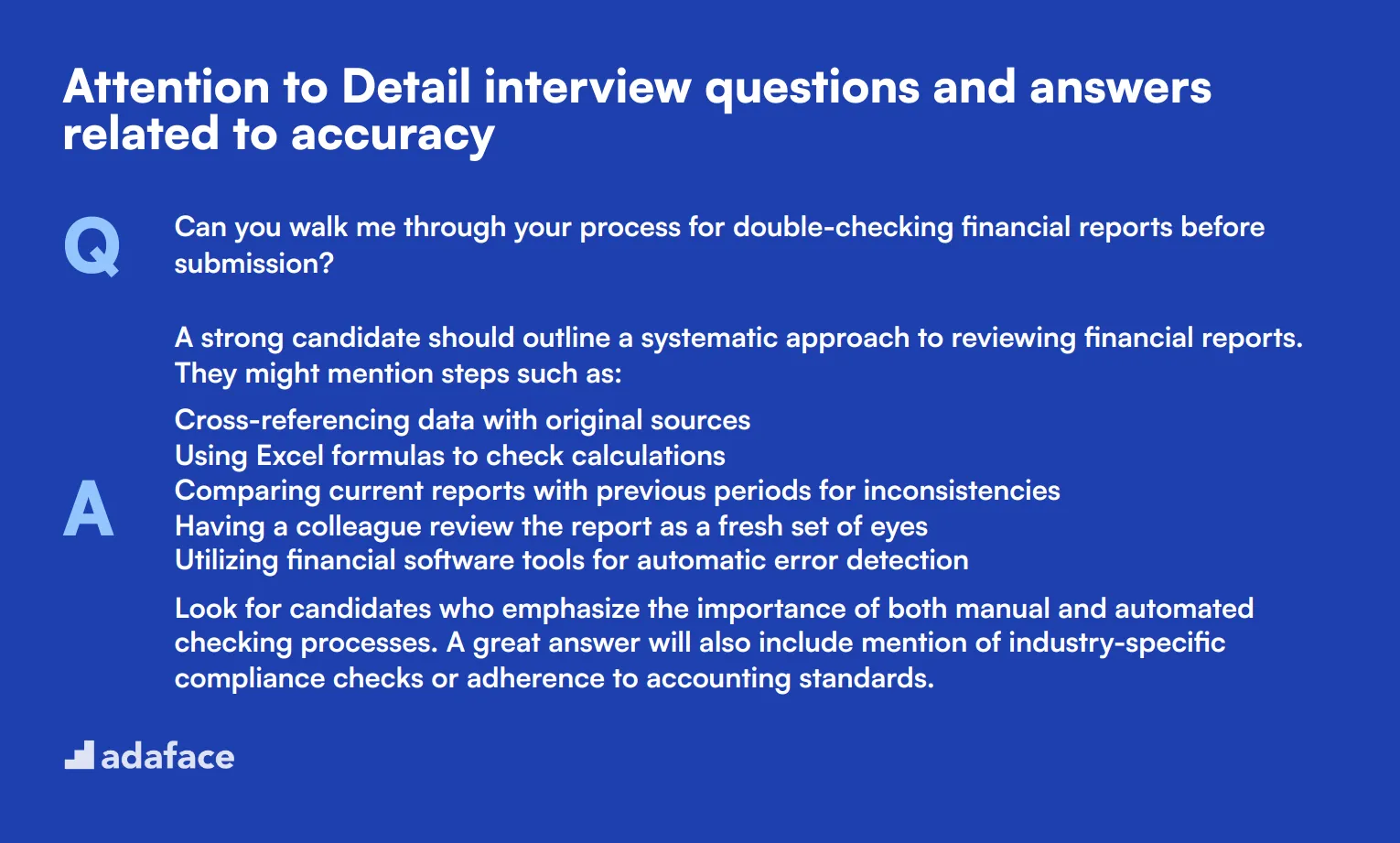 5 Attention to Detail interview questions and answers related to accuracy