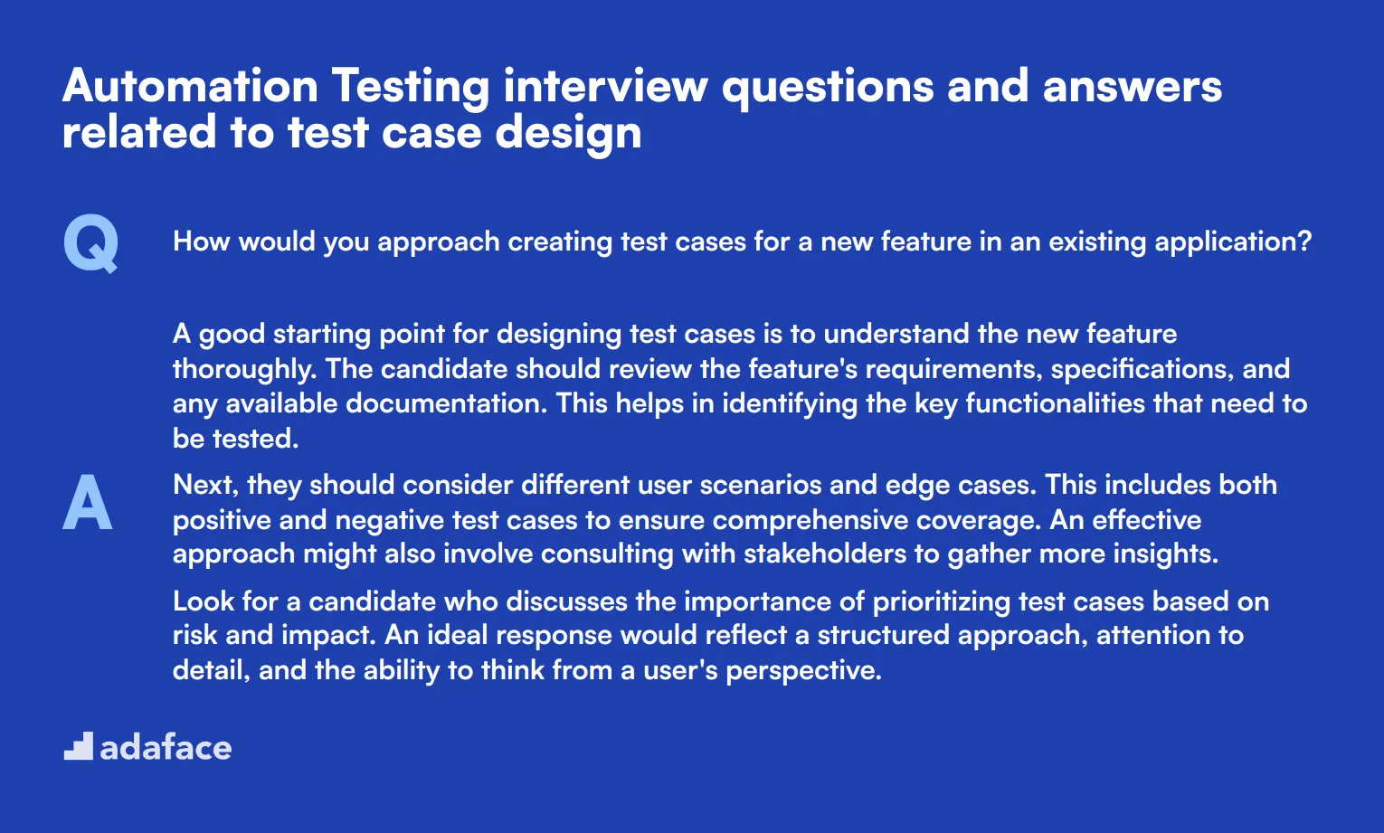 9 Automation Testing interview questions and answers related to test case design