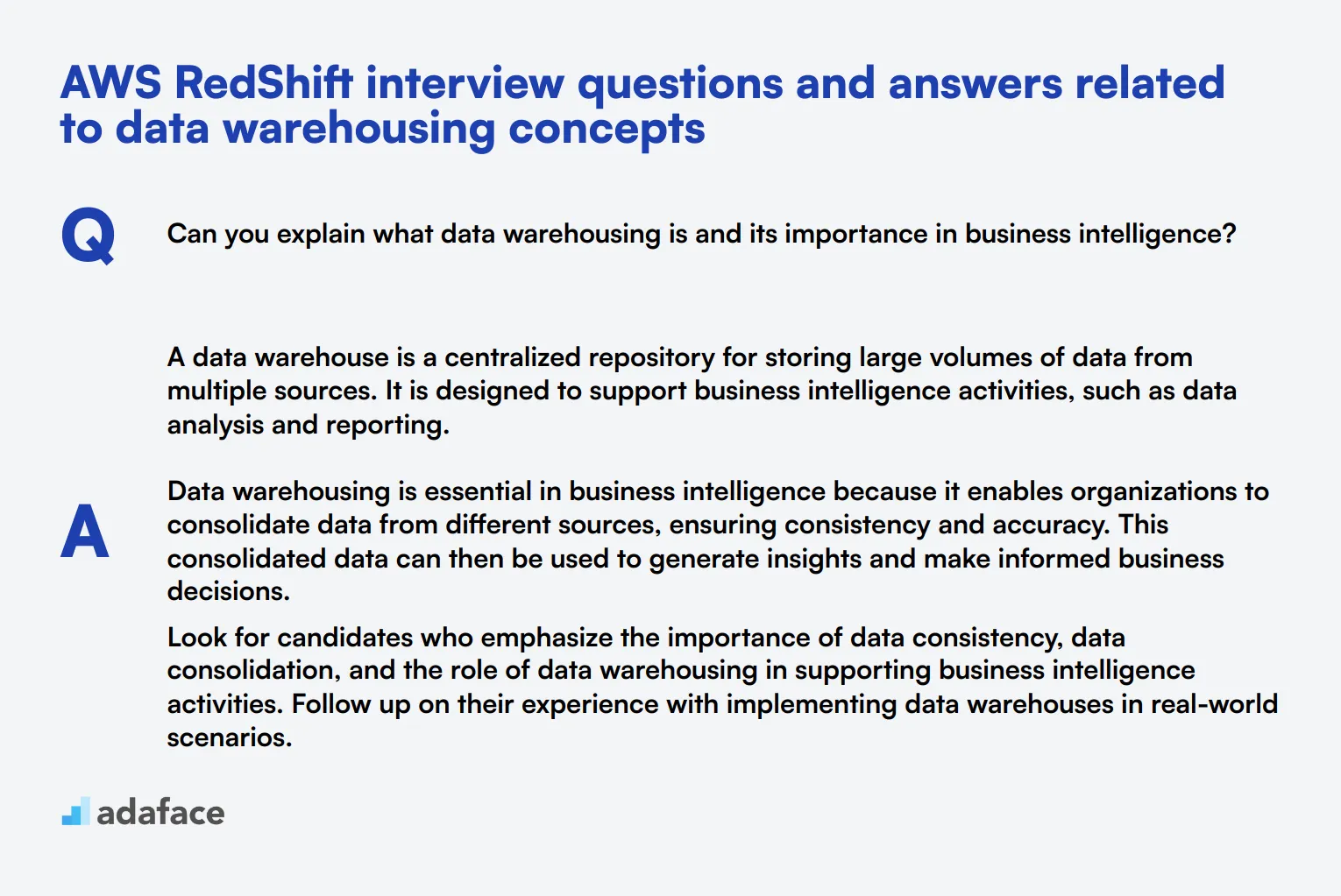 9 AWS RedShift interview questions and answers related to data warehousing concepts