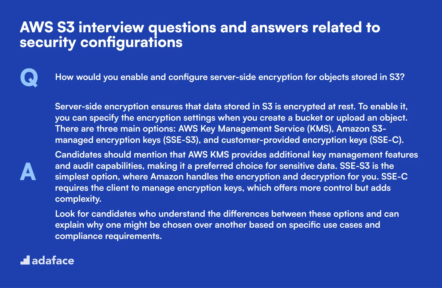 8 AWS S3 interview questions and answers related to security configurations