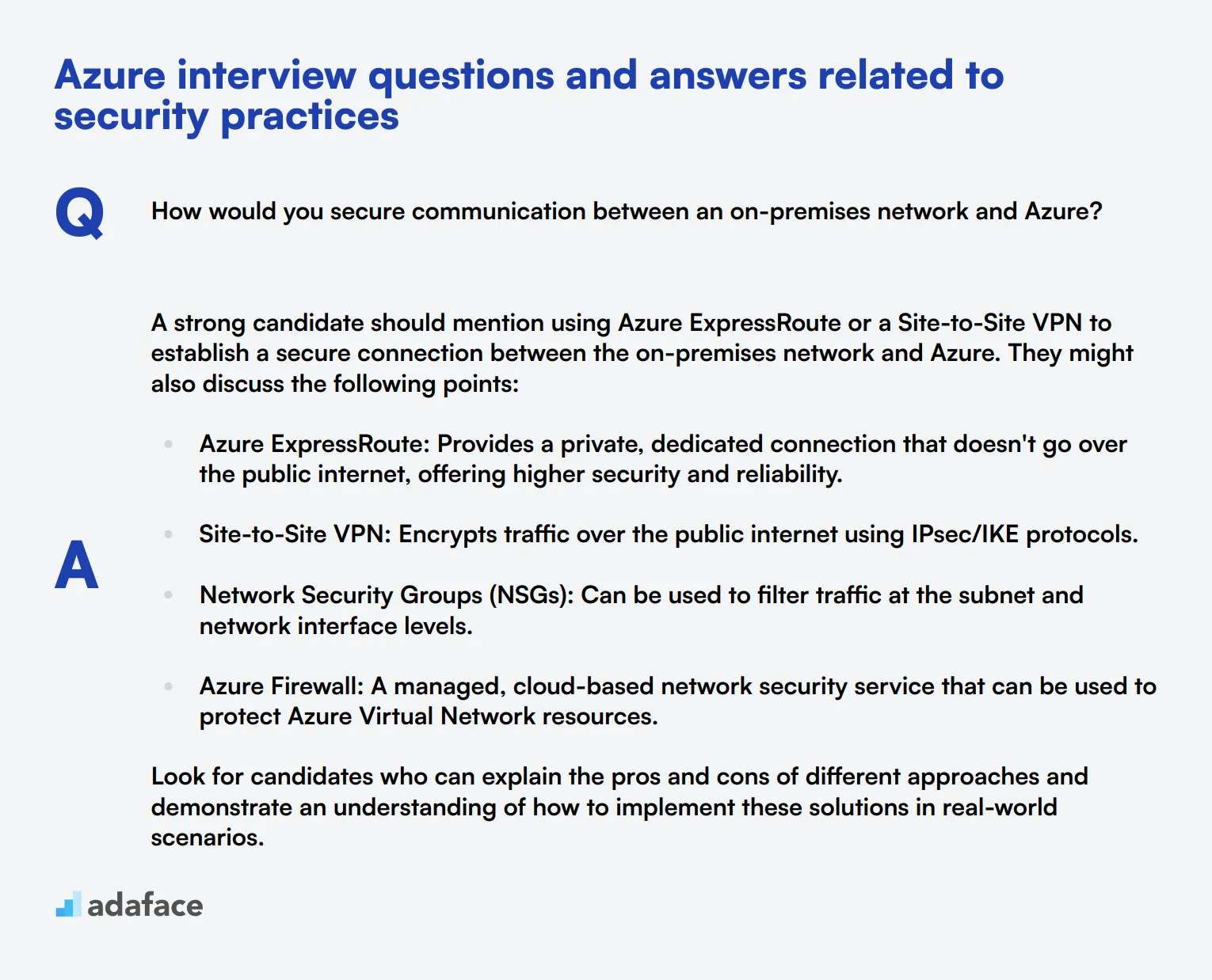 9 Azure interview questions and answers related to security practices