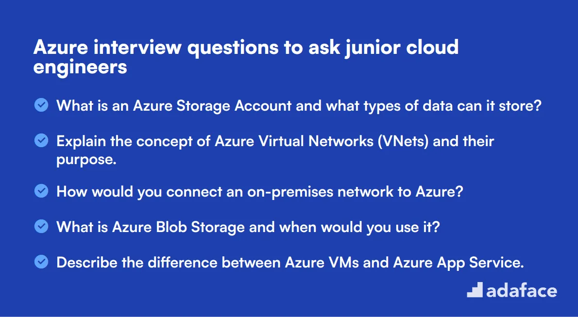 20 Azure interview questions to ask junior cloud engineers