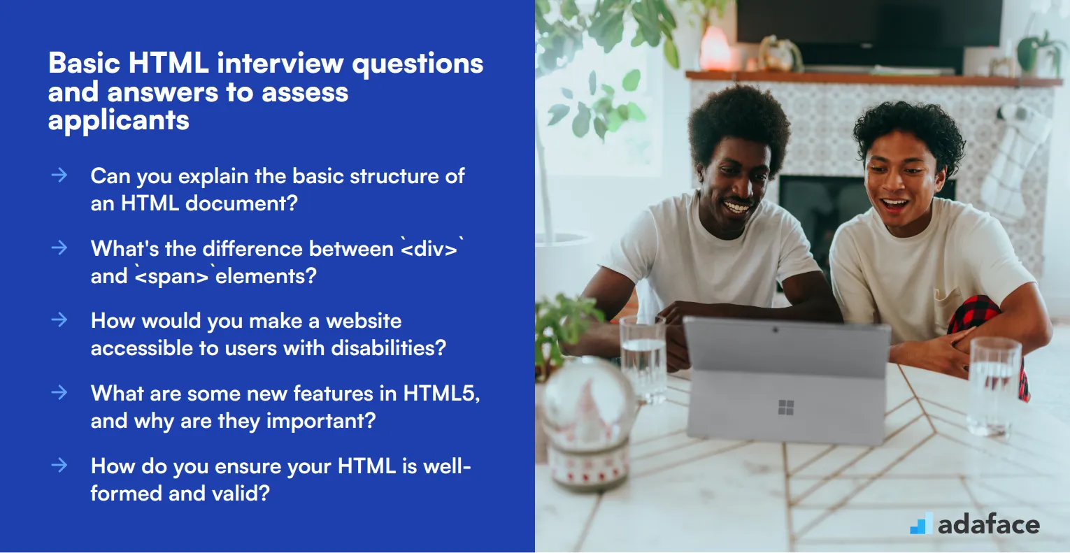 10 basic HTML interview questions and answers to assess applicants