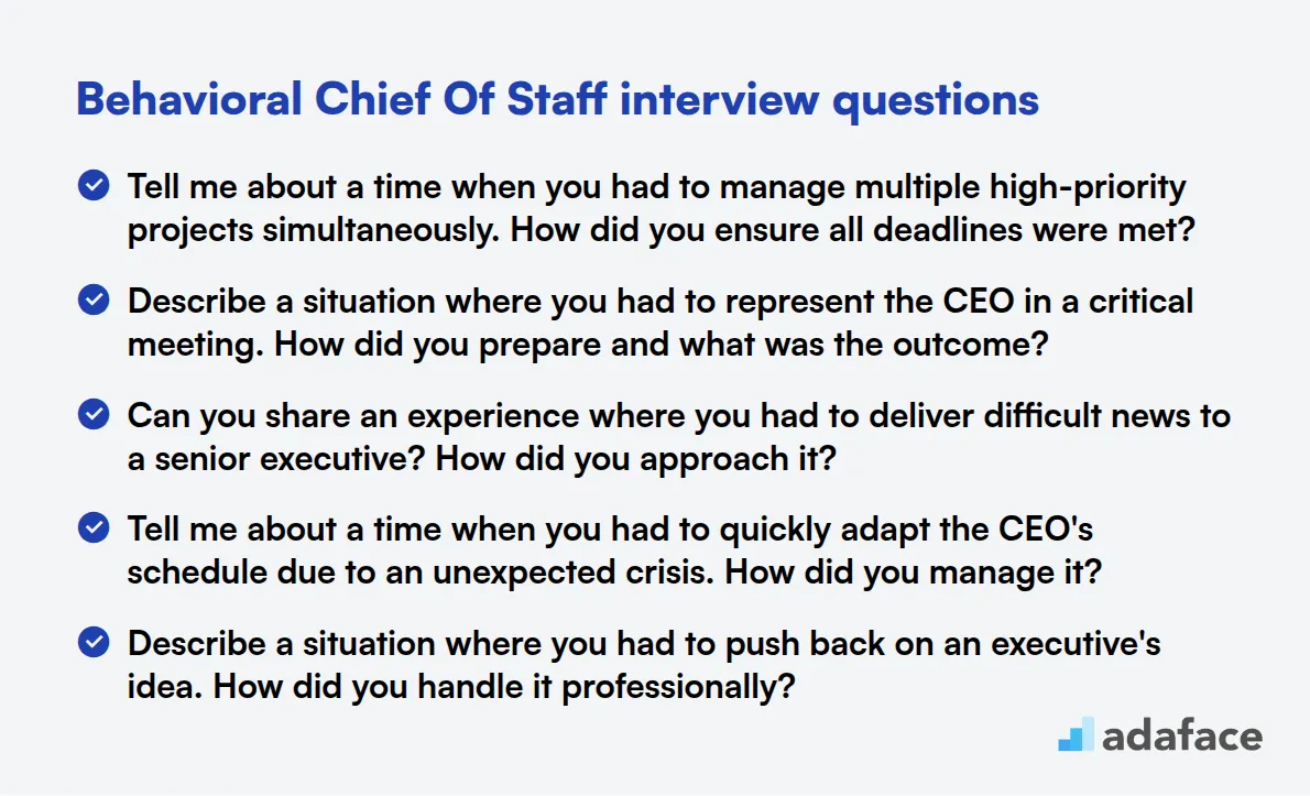 9 behavioral Chief Of Staff interview questions