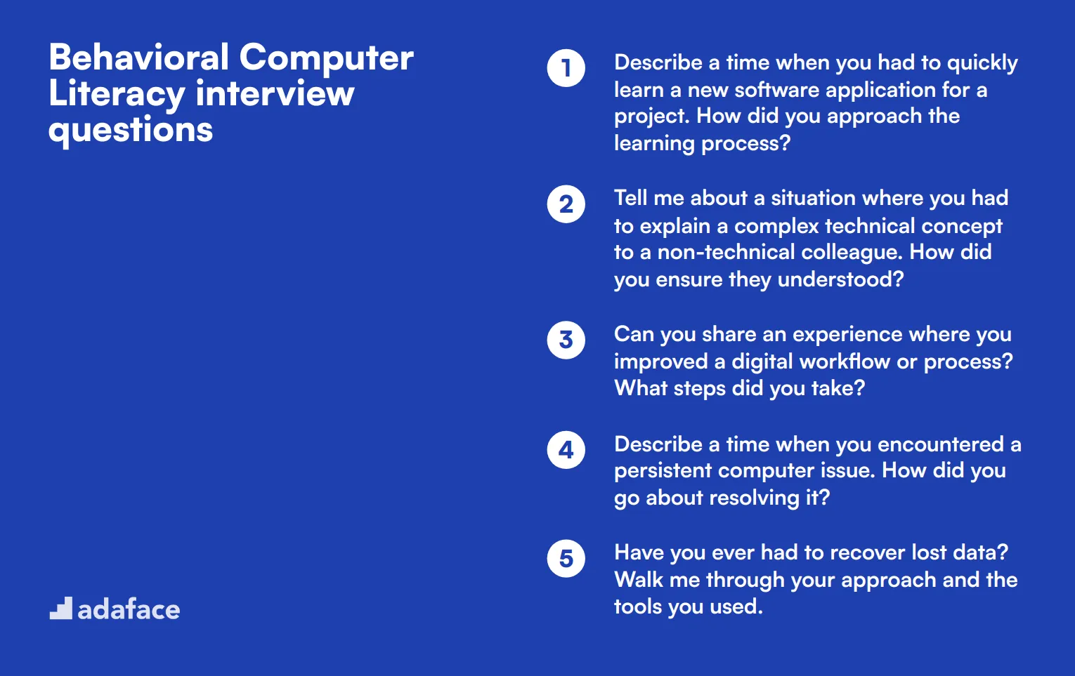 12 behavioral Computer Literacy interview questions