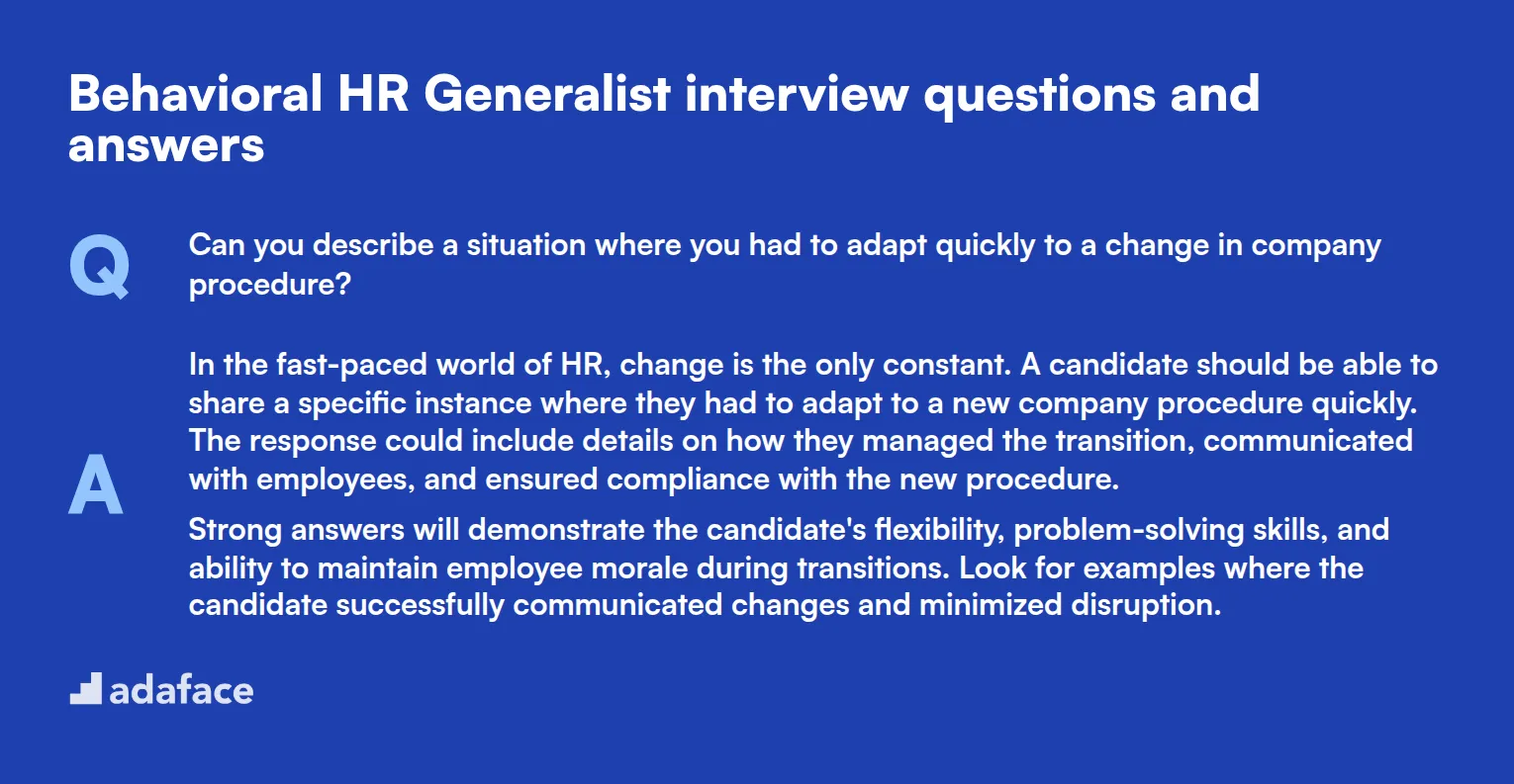 9 behavioral HR Generalist interview questions and answers