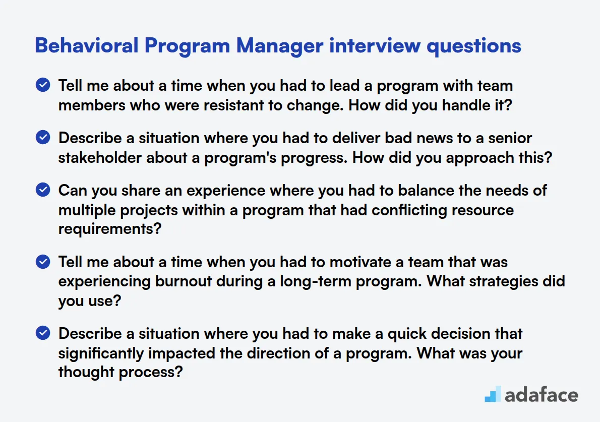 10 behavioral Program Manager interview questions