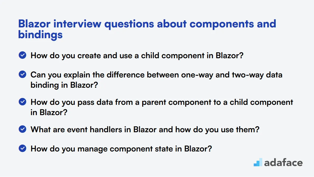 12 Blazor interview questions about components and bindings