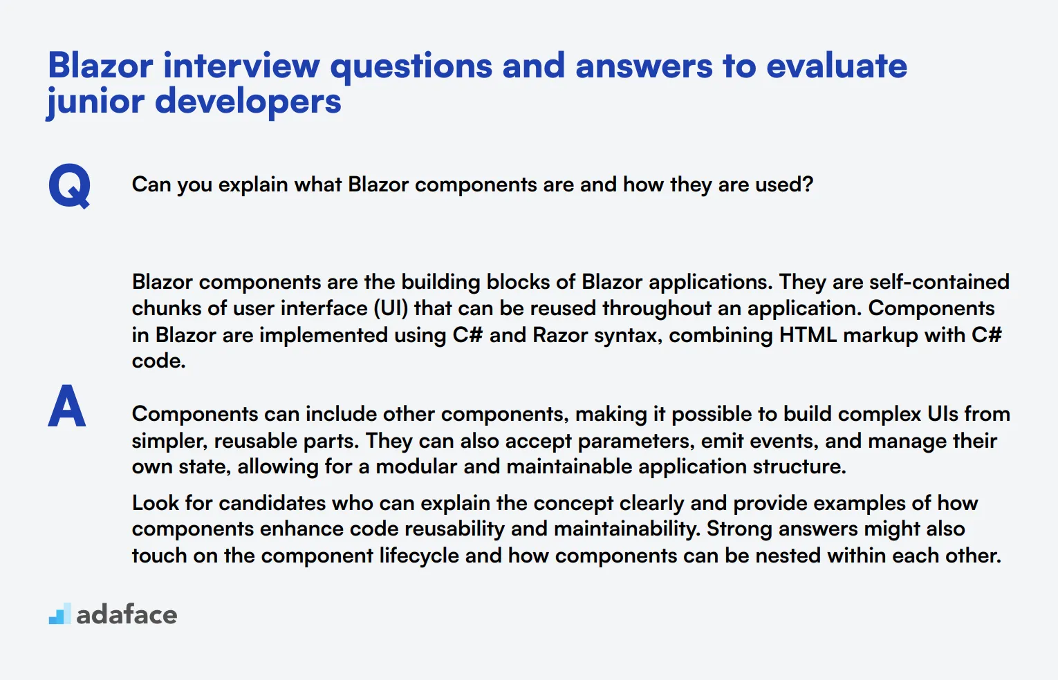 7 Blazor interview questions and answers to evaluate junior developers