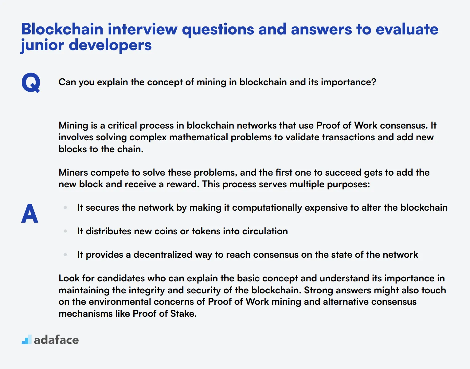 7 Blockchain interview questions and answers to evaluate junior developers