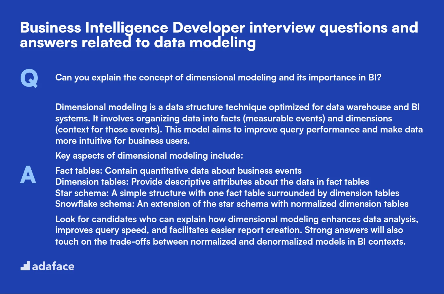 7 Business Intelligence Developer interview questions and answers related to data modeling