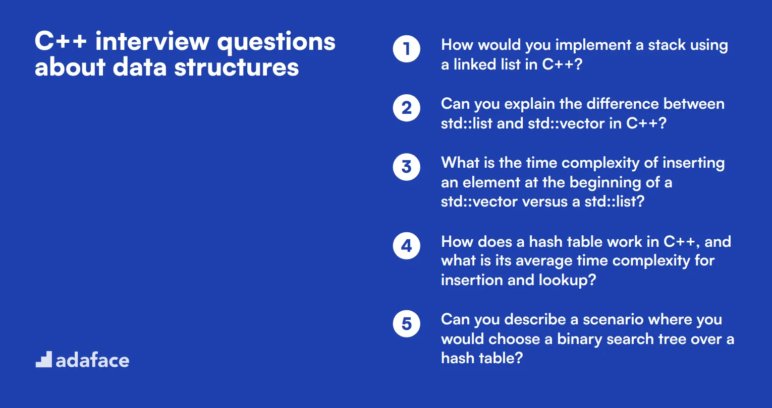 14 C++ interview questions about data structures