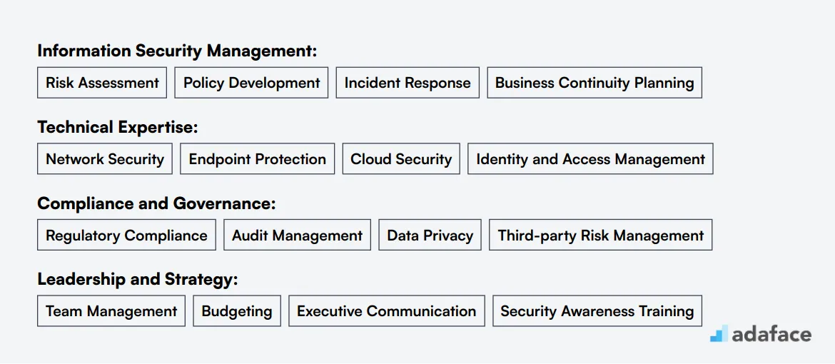 Ideal skills required for Chief Information Security Officer