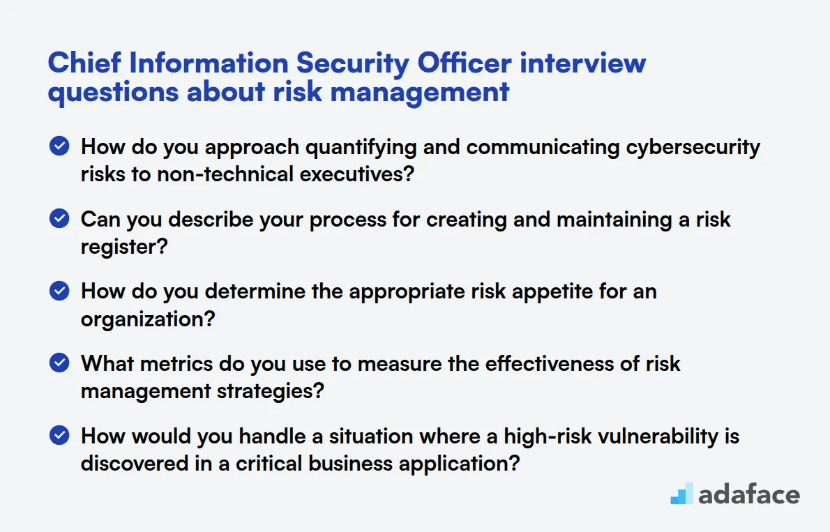 12 Chief Information Security Officer interview questions about risk management