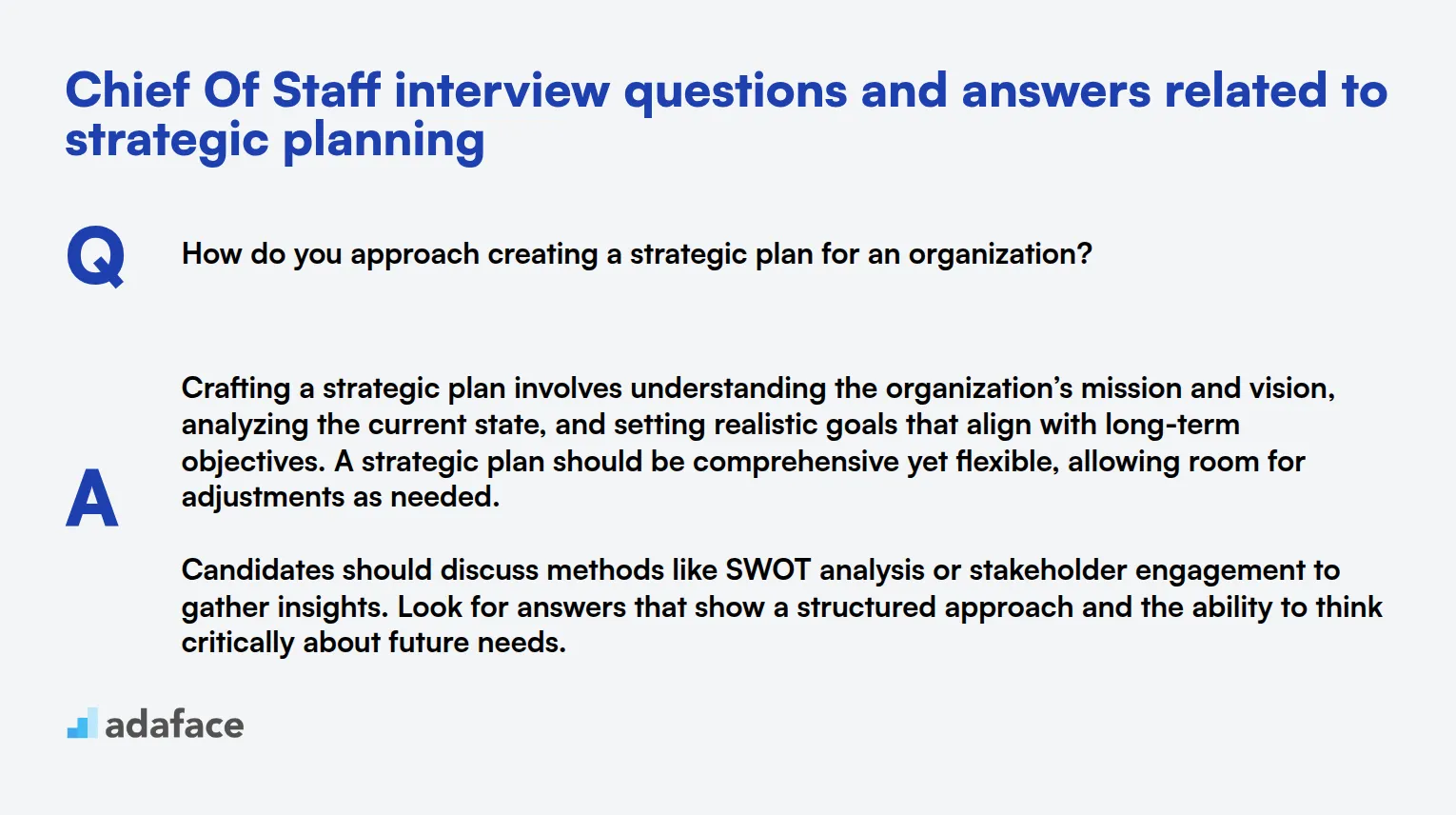 6 Chief Of Staff interview questions and answers related to strategic planning