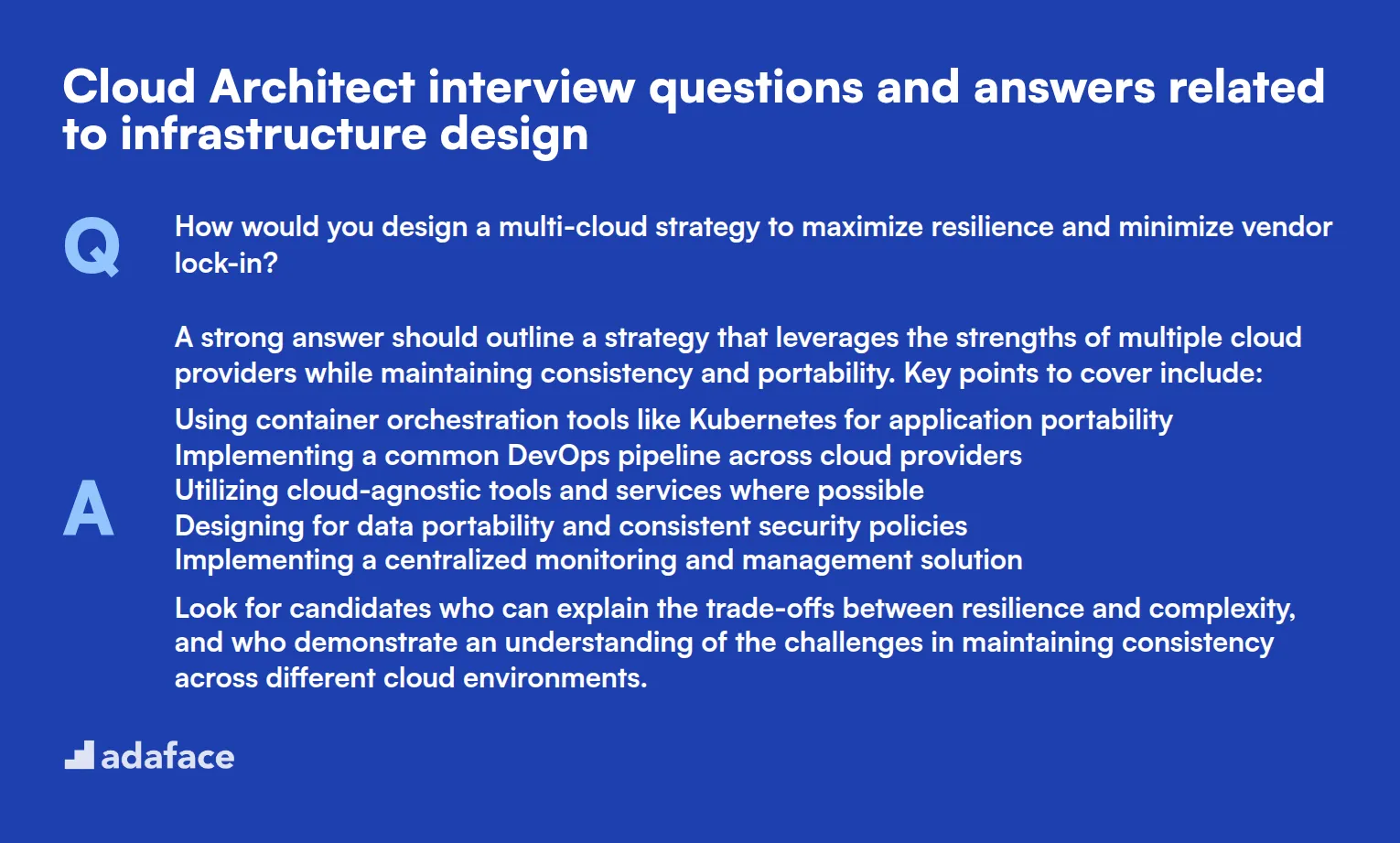 9 Cloud Architect interview questions and answers related to infrastructure design