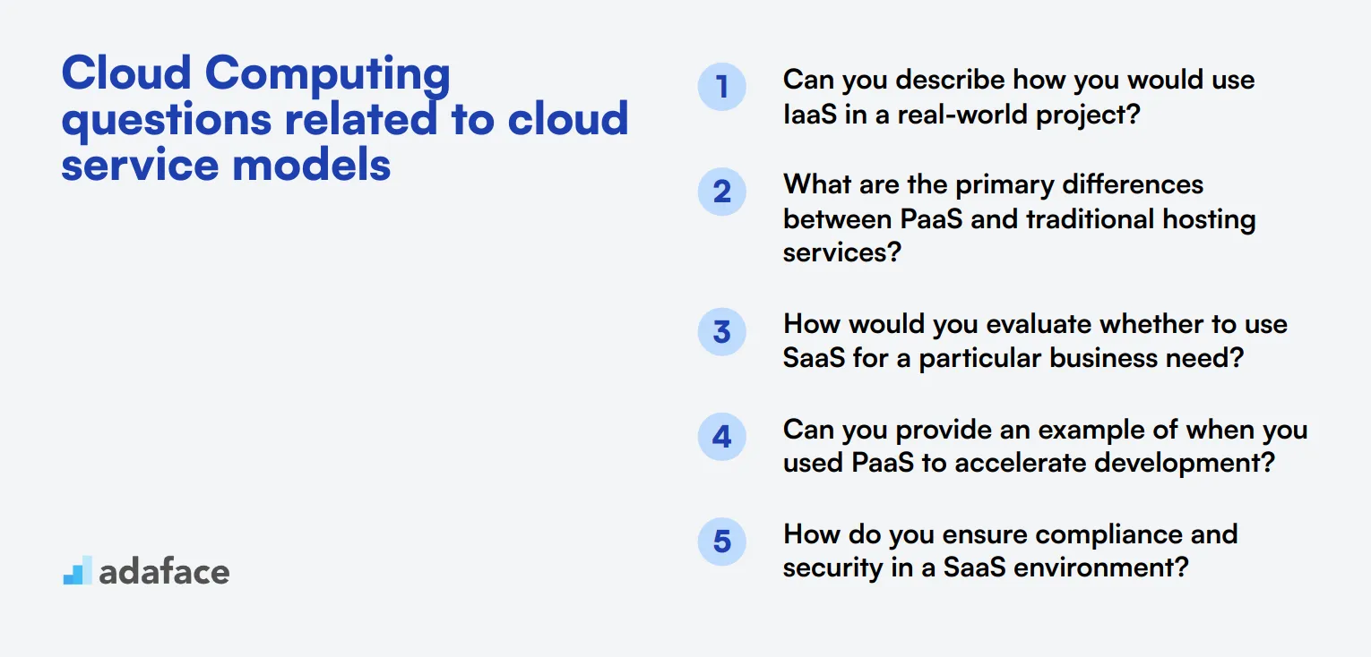 12 Cloud Computing questions related to cloud service models