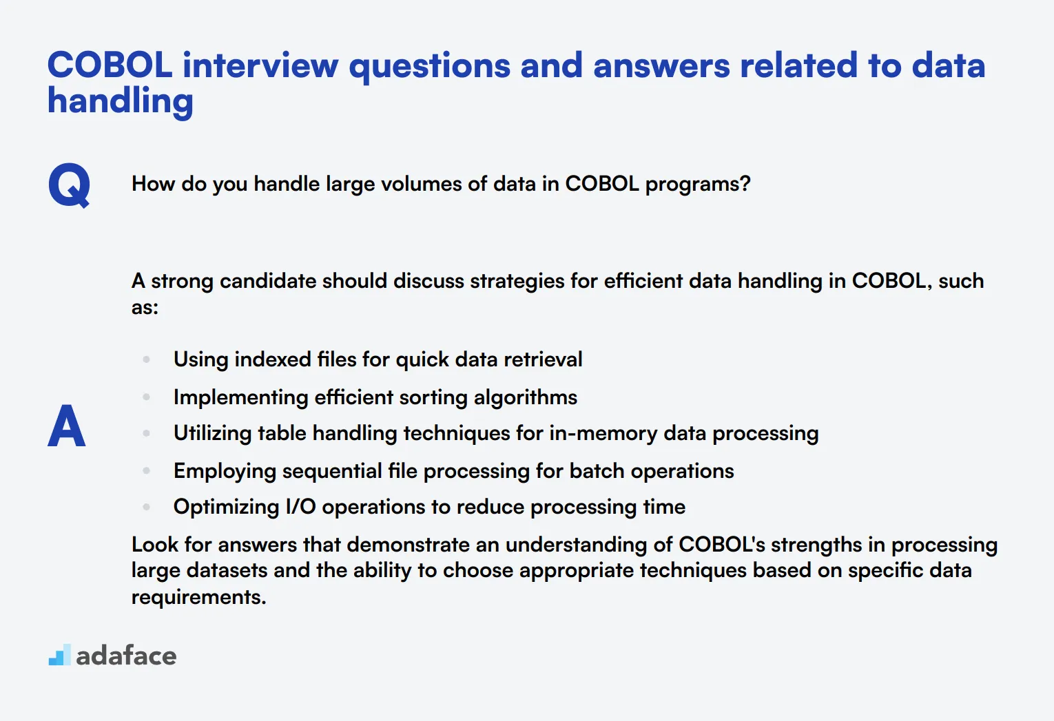 7 COBOL interview questions and answers related to data handling