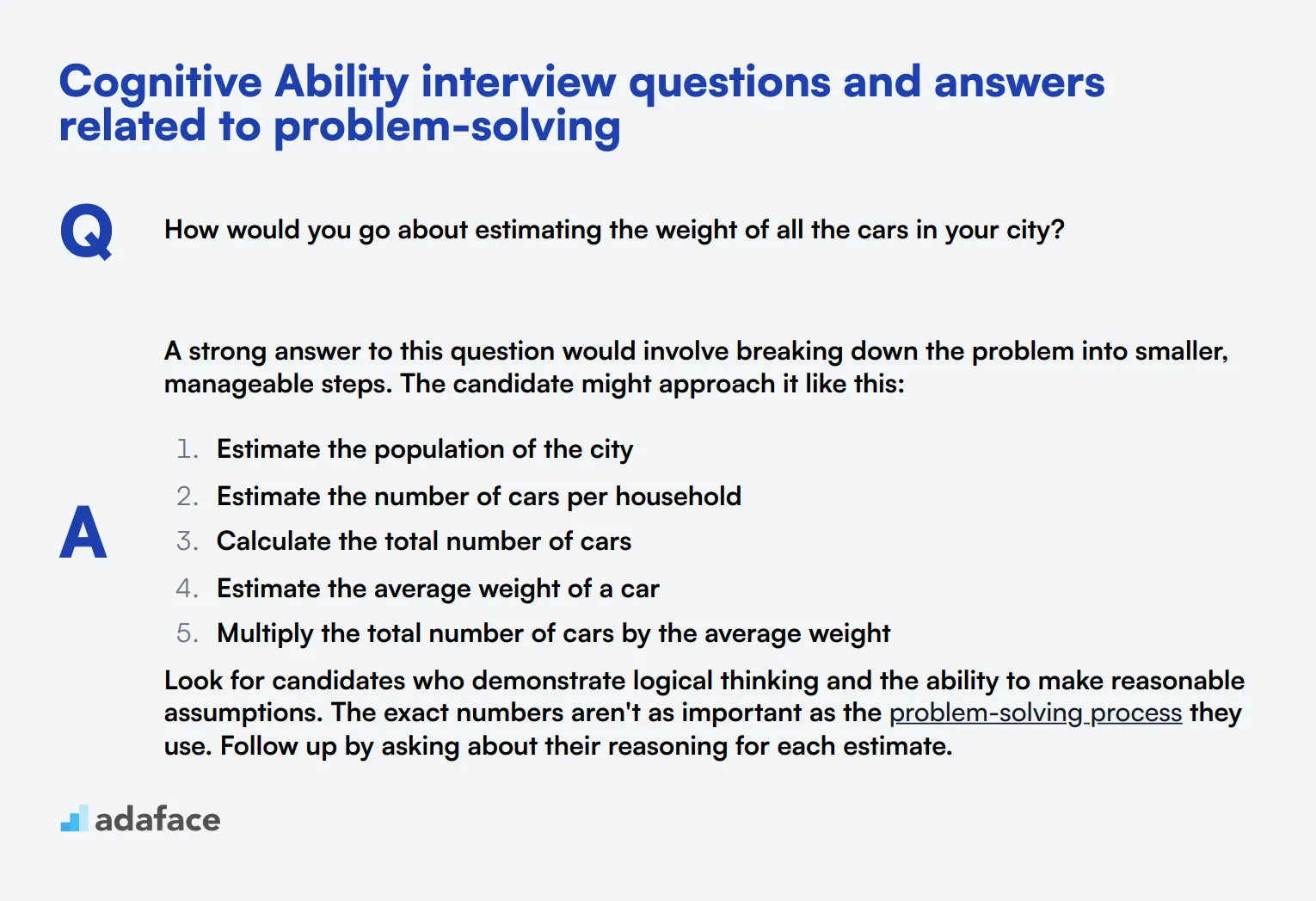 7 Cognitive Ability interview questions and answers related to problem-solving