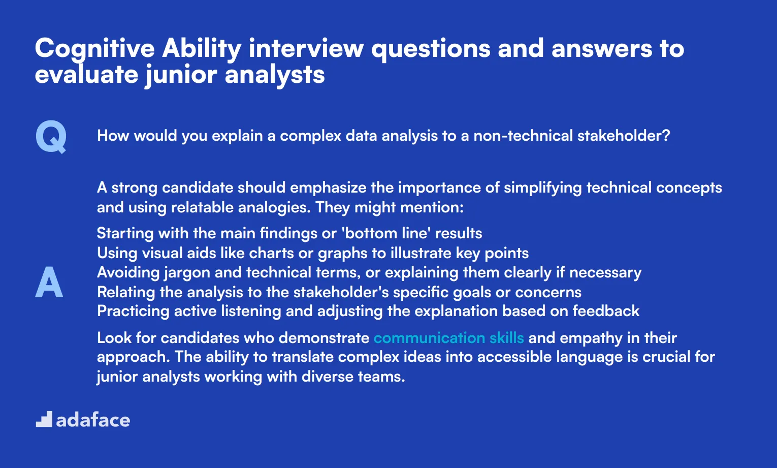 8 Cognitive Ability interview questions and answers to evaluate junior analysts